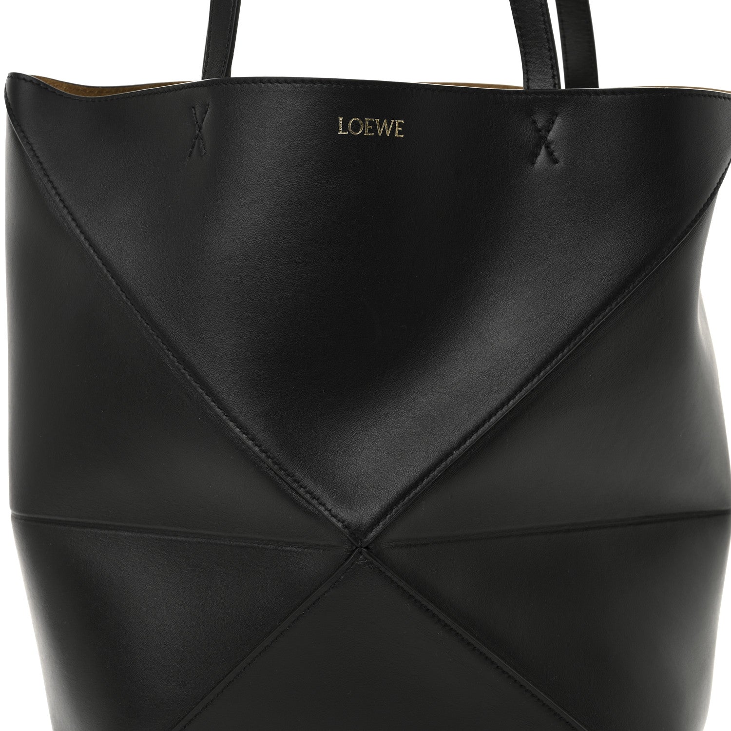 Loewe Shiny Calfskin Medium Puzzle Fold Tote Black 7 of 9