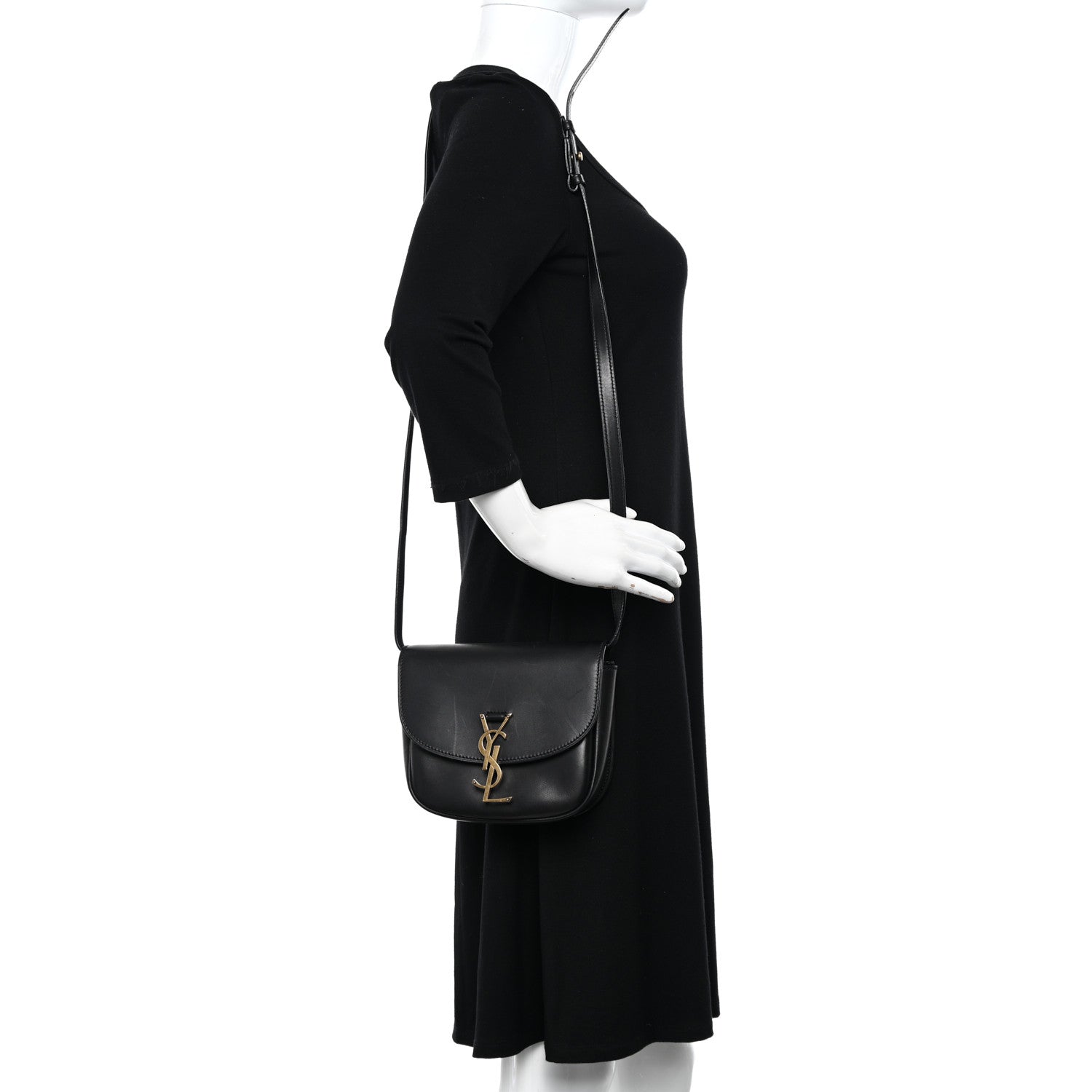 Saint Laurent Smooth Calfskin Classic Monogram Small Kaia Satchel Black 3 of 11