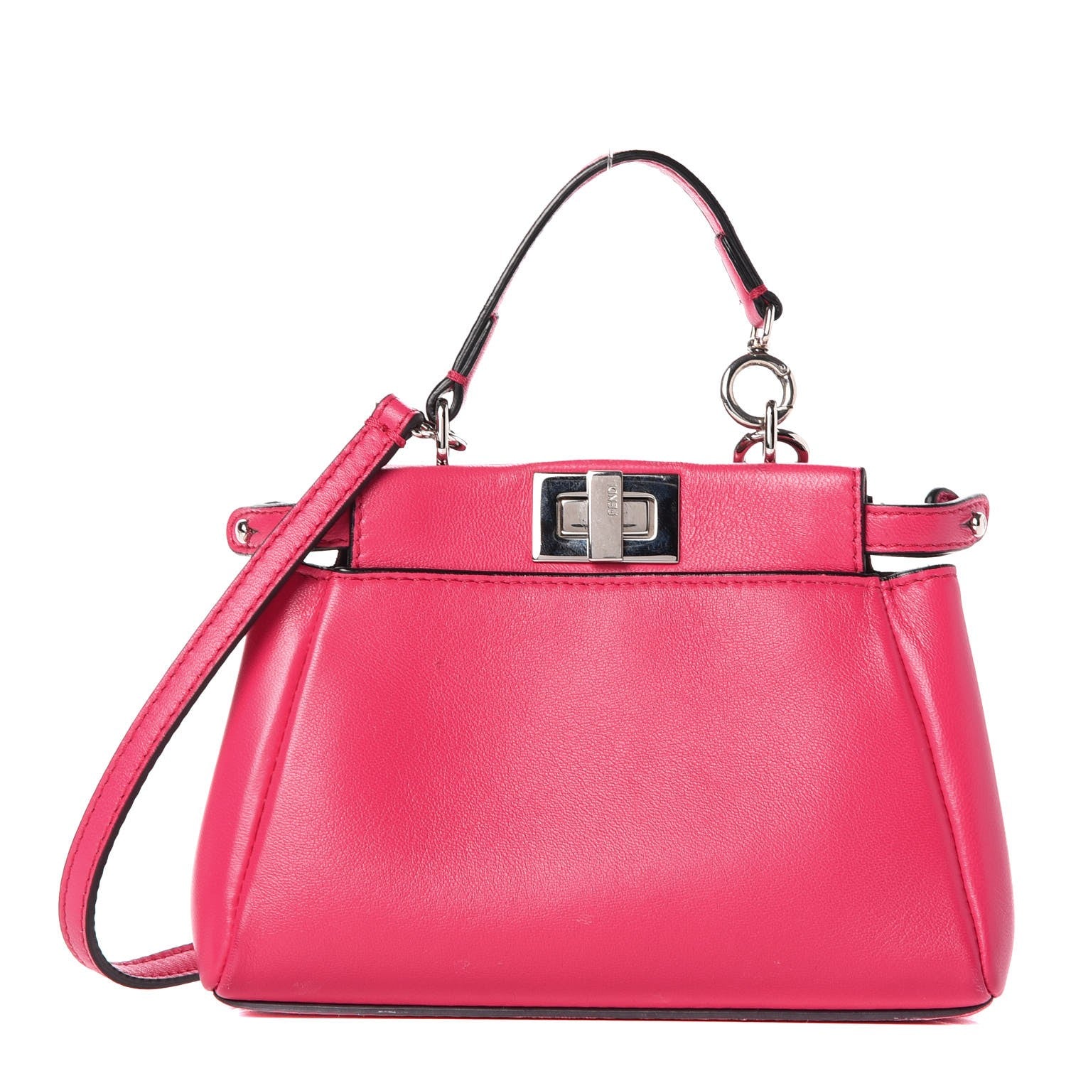 Fendi Shiny Nappa Micro Peekaboo Iconic Satchel Fuxia 1 of 12