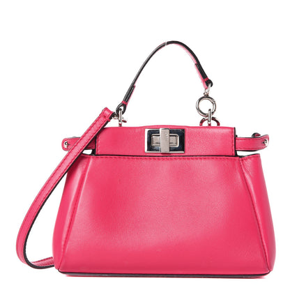 Fendi Shiny Nappa Micro Peekaboo Iconic Satchel Fuxia 1 of 12