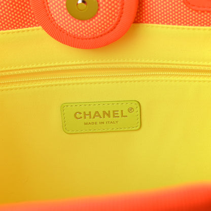 Chanel Mixed Fibers Calfskin Small Deauville Tote Orange Yellow 8 of 11
