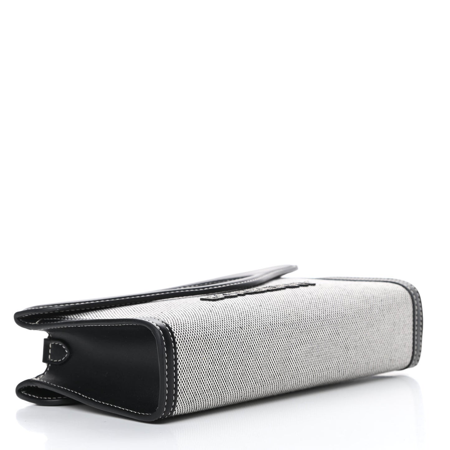 Canvas Calfskin Foldover Pocket Bag Black
