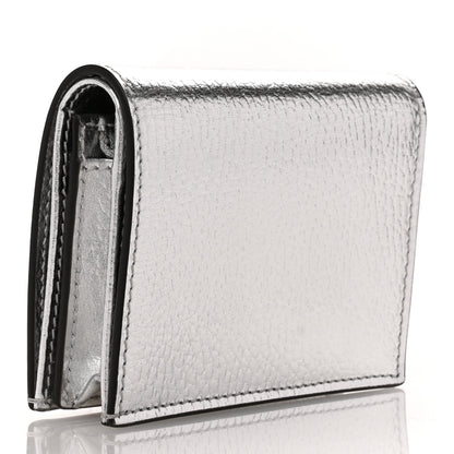 Gucci Metallic Calfskin GG Marmont Card Case Silver 3 of 7