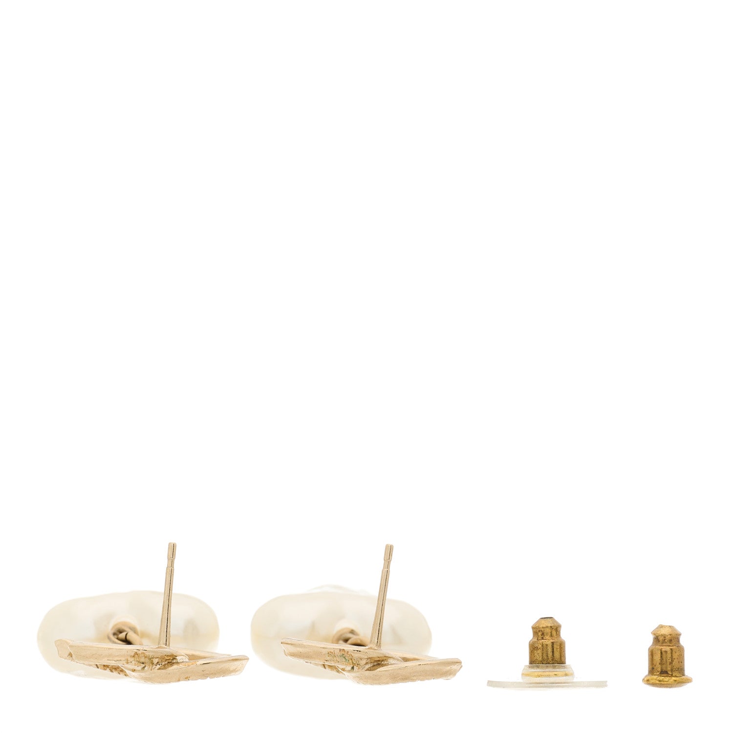Chanel Pearl CC Heart Drop Earrings Gold 3 of 5