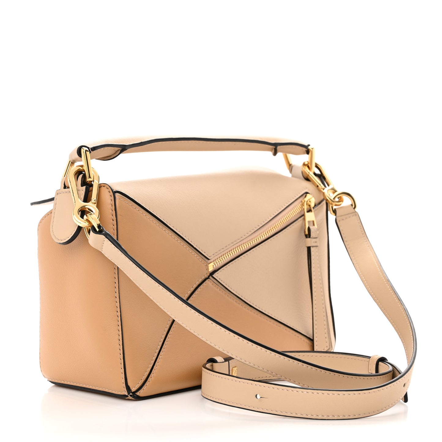 Calfskin Small Puzzle Bag Dusty Beige Soft White