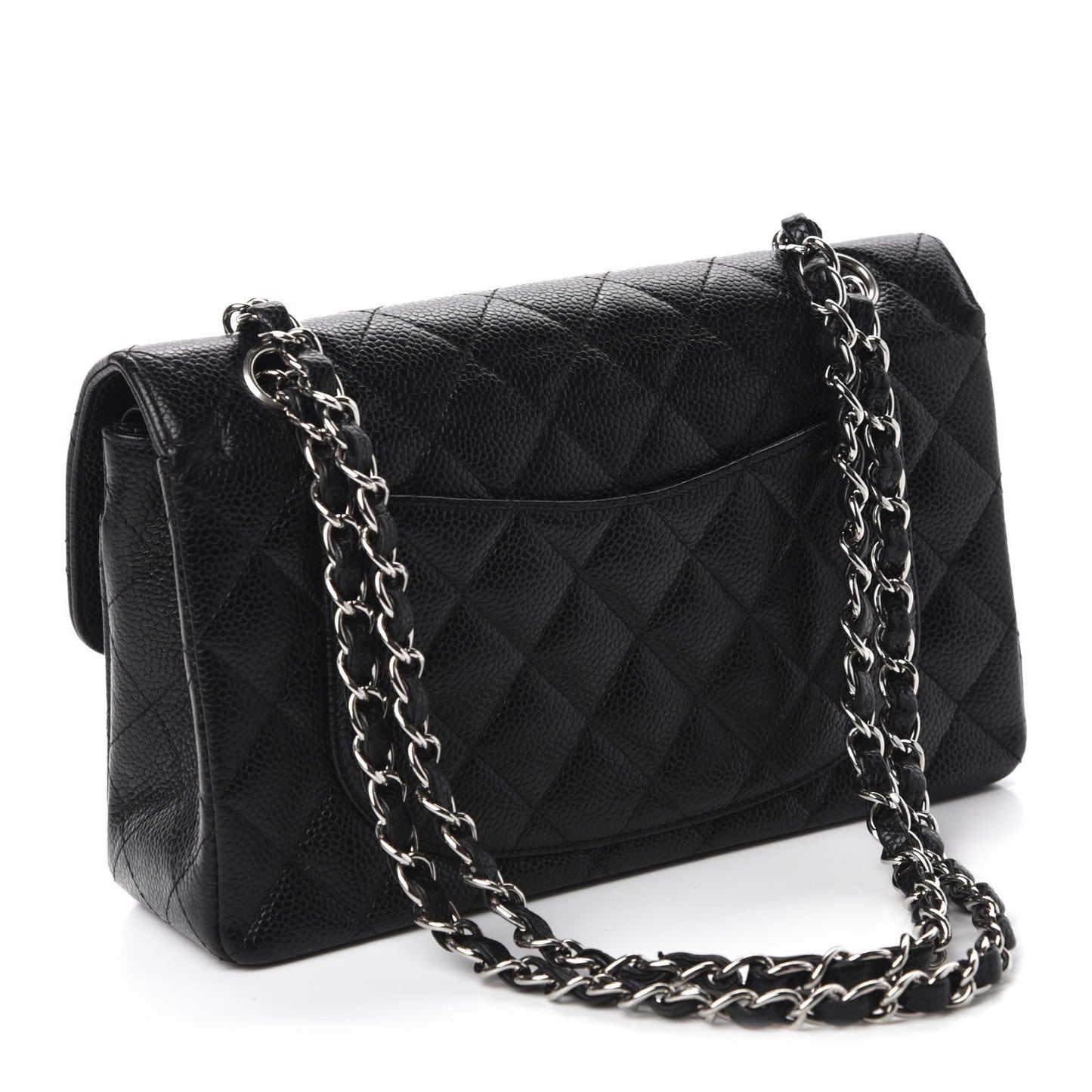Caviar Quilted Small Double Flap Black