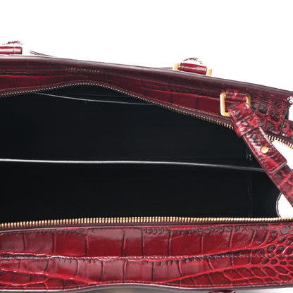 Saint Laurent Calfskin Crocodile Embossed Medium Uptown Tote Sunset Amber 5 of 8