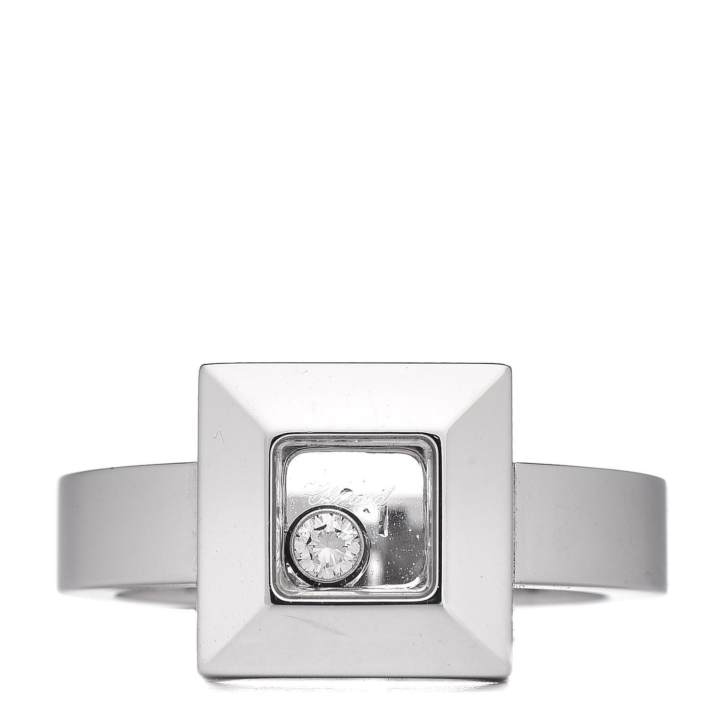 18K White Gold Diamond Happy Diamond Square Ring 50 5.25