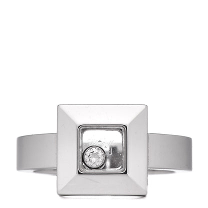 Chopard 18K White Gold Diamond Happy Diamond Square Ring 50 5.25 1 of 5