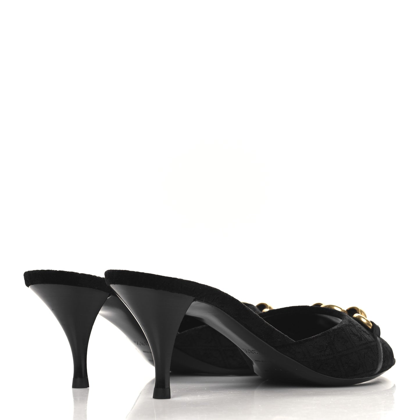 Suede All-Over Monogram Le Maillon 60 Mules 38.5 Black