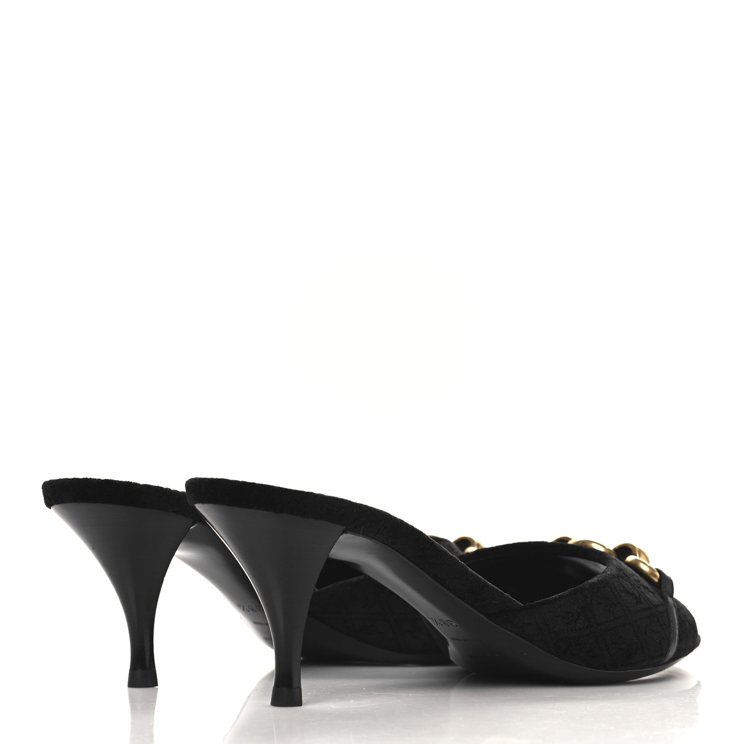 Saint Laurent Suede All-Over Monogram Le Maillon 60 Mules 38.5 Black 5 of 9