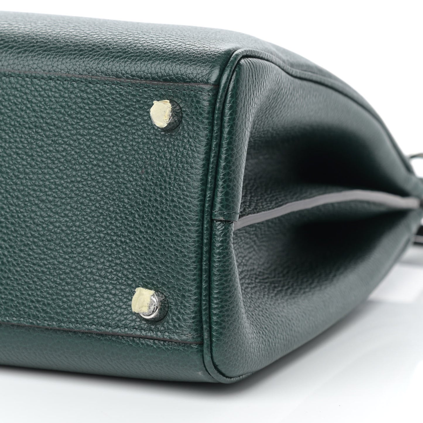 Grainy Calfskin Medium Zumi Top Handle Bag Vintage Green