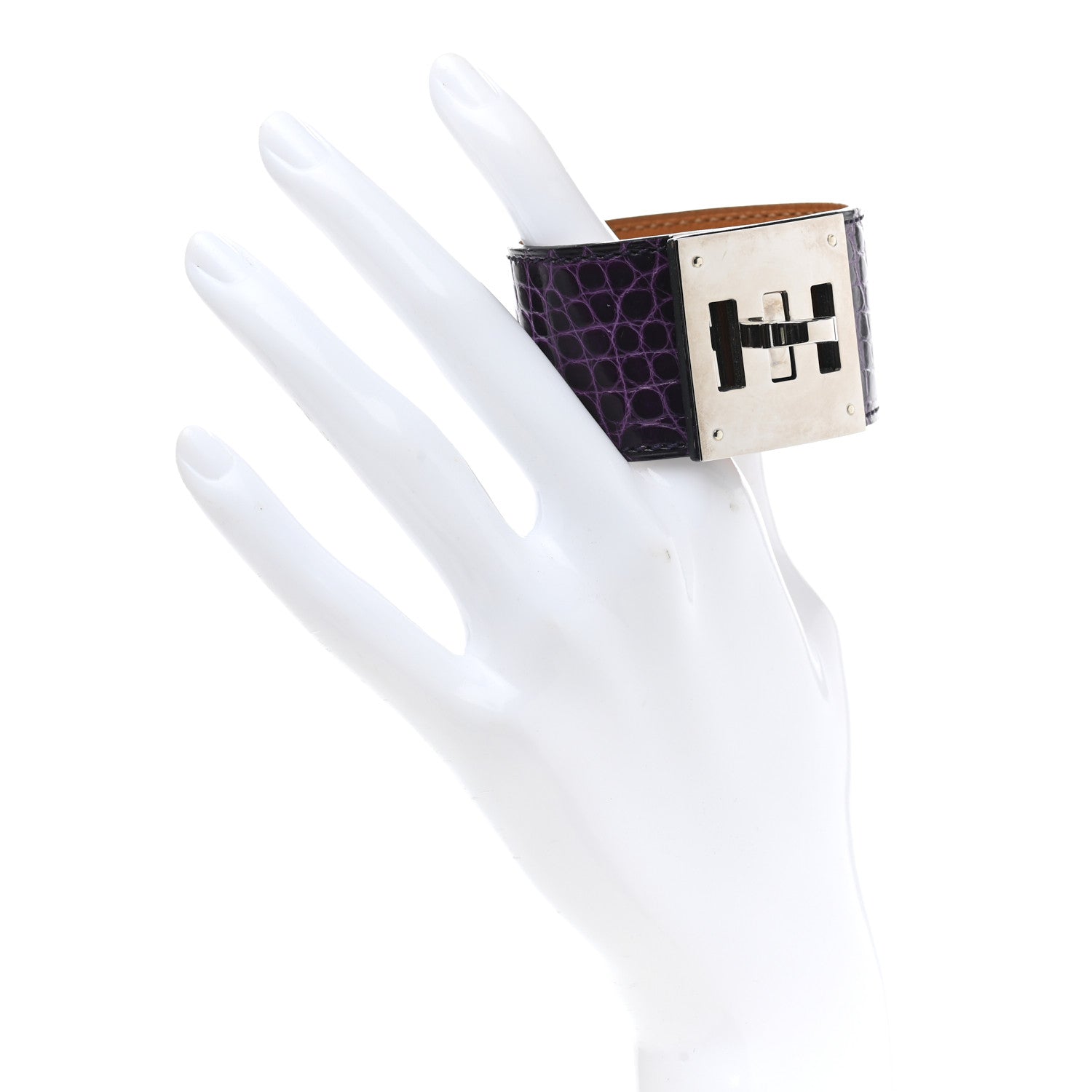 Hermes Shiny Alligator Kelly Dog Cuff Amethyst 2 of 7