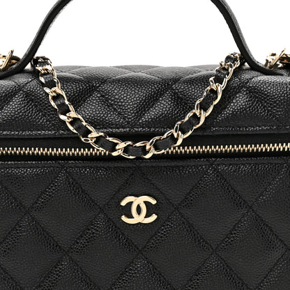 Chanel Caviar Quilted Top Handle Slim Vanity With Chain Black 7 of 10