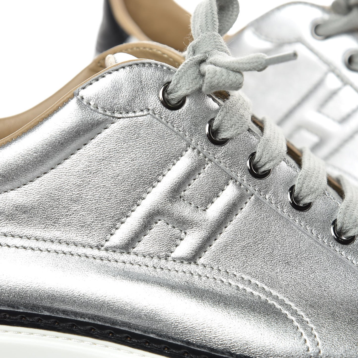 Metallic Nappa Polo Sneakers 39 Argent Black