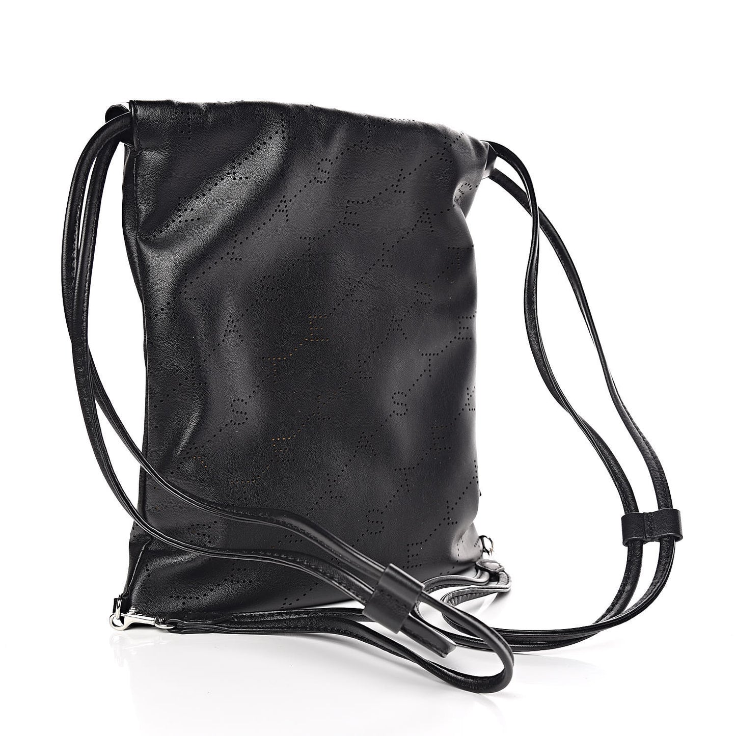 Eco Alter Nappa Perforated Logo Mini Drawstring Backpack Black