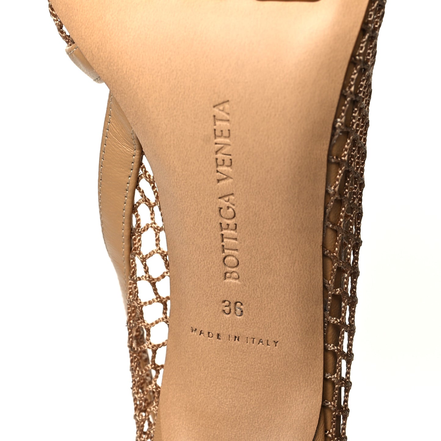 Mesh Nappa Chunky Chain Sandals 36 Beige Pony