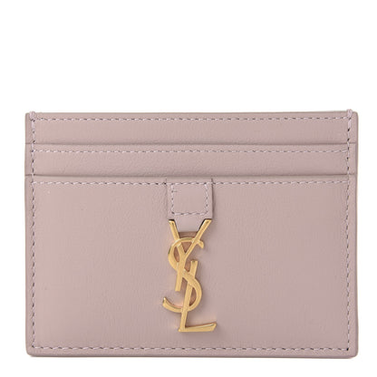 Saint Laurent Calfskin Monogram Credit Card Case Pale Pink 1 of 8