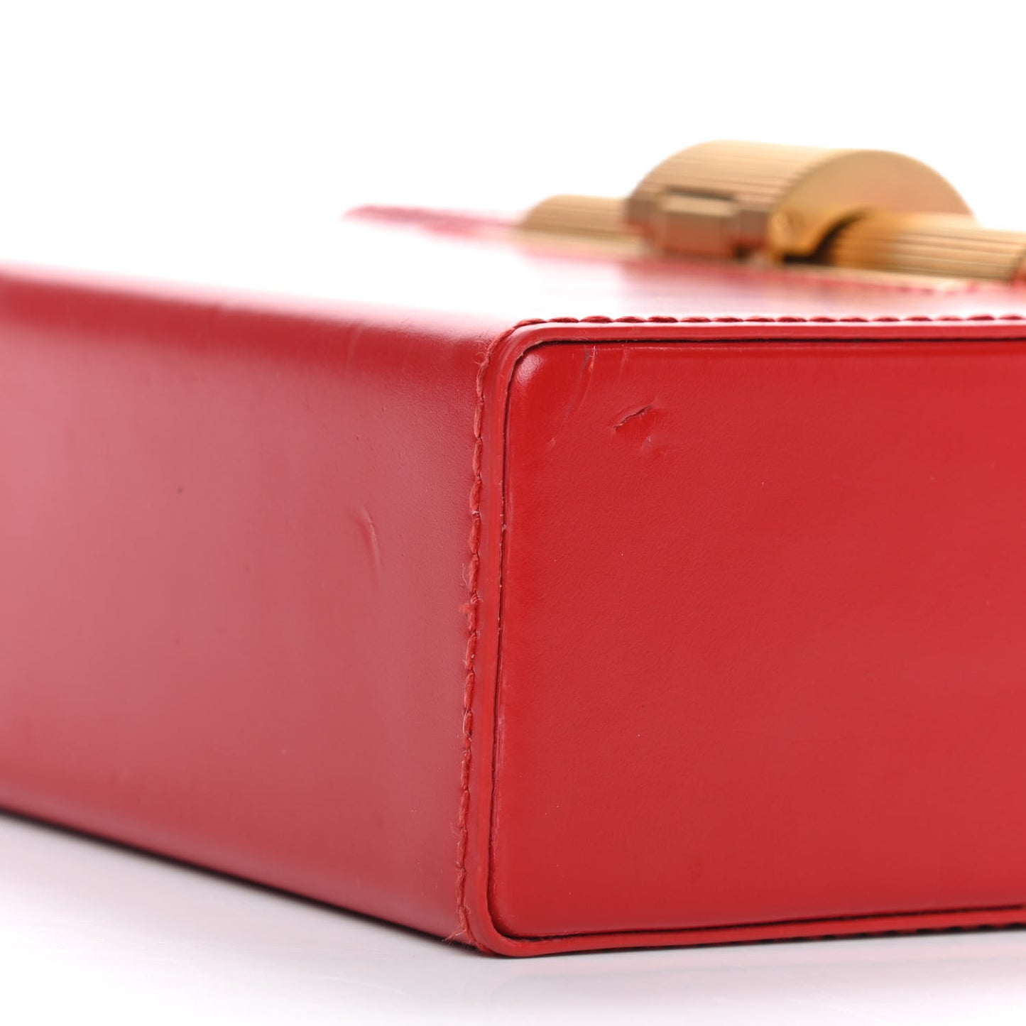 Calfskin Daisey Box Clutch Red