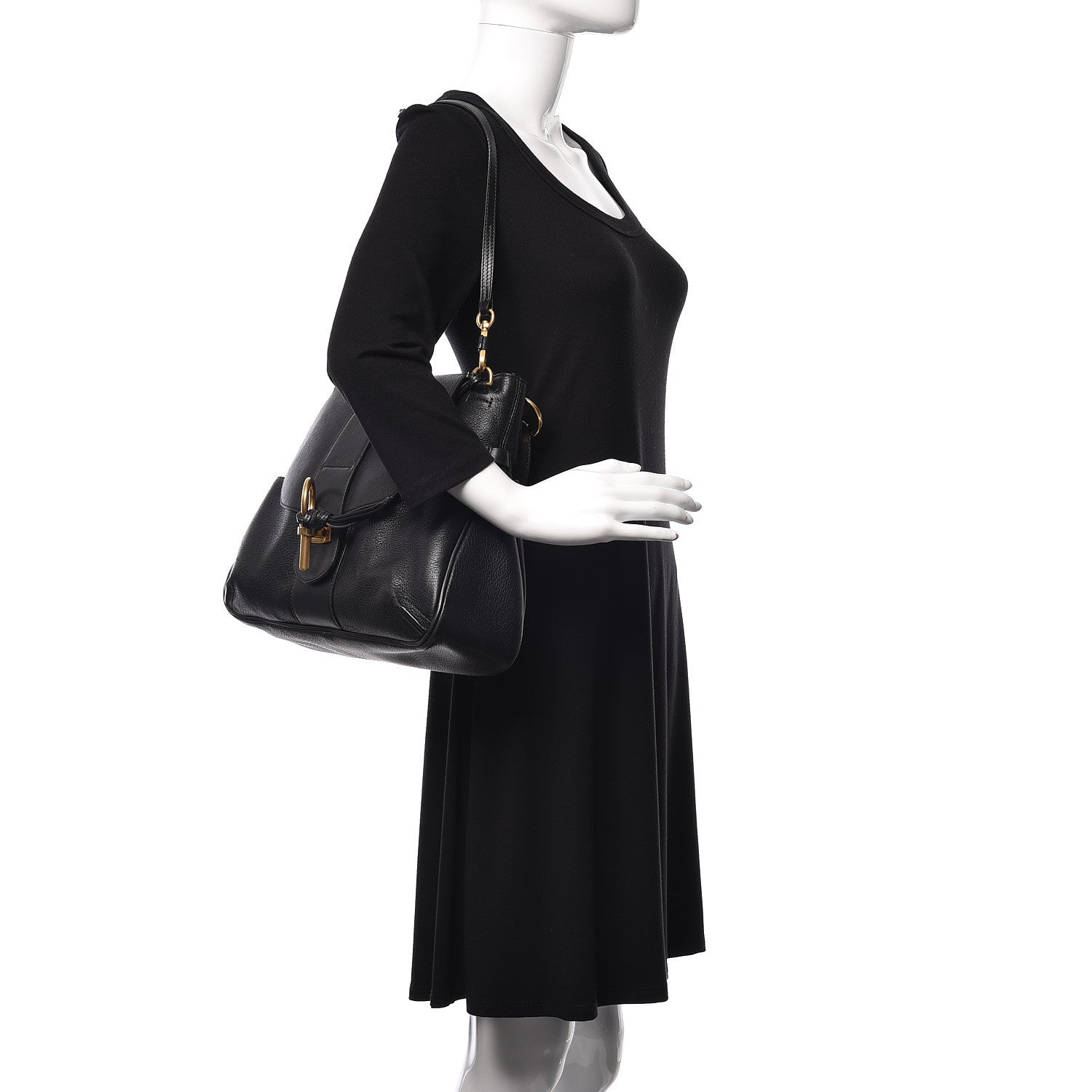 Chloe Grained Lambskin Calfskin Medium Lexa Shoulder Bag Black 3 of 14