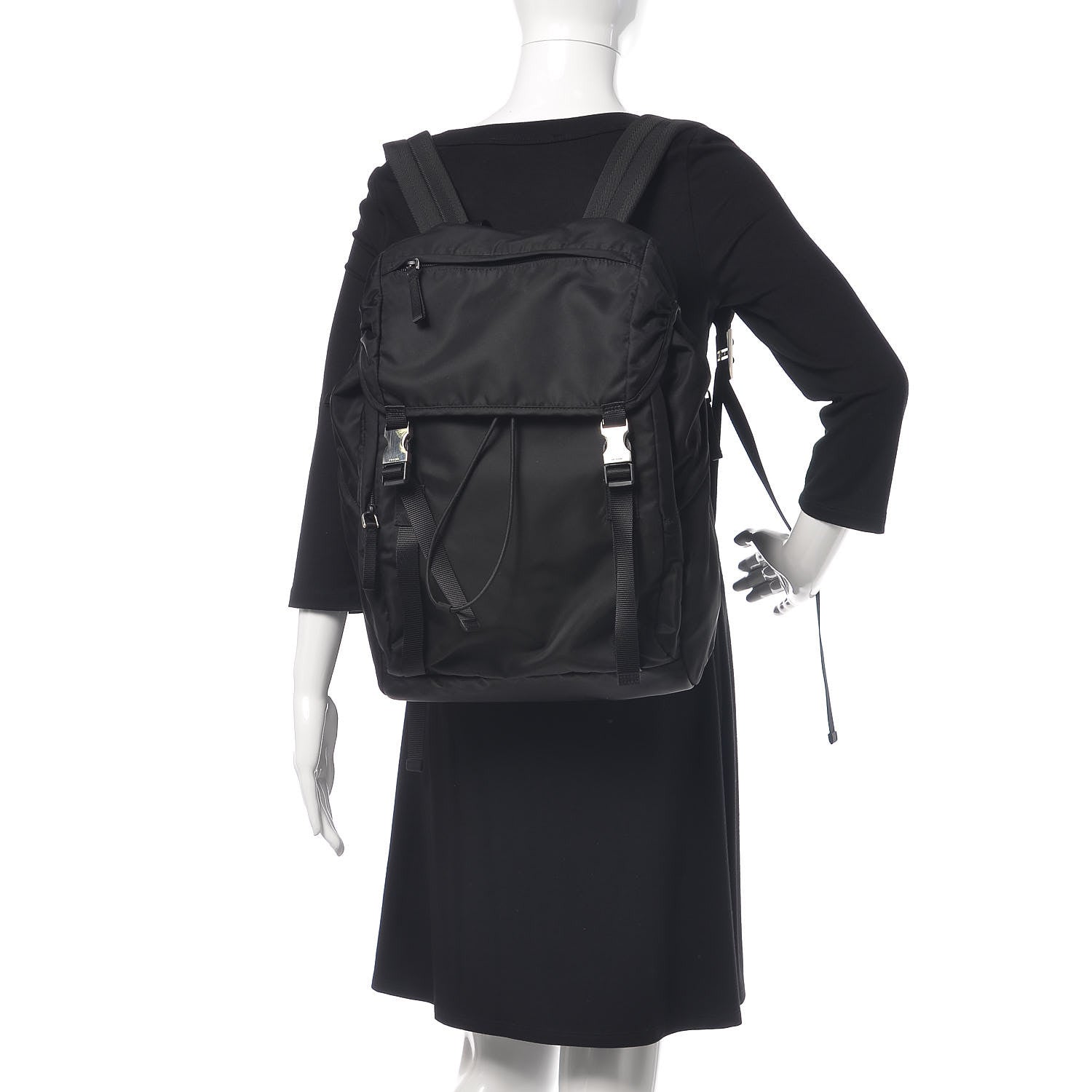 Prada Nylon Montagna Double Buckle Backpack Black 2 of 10