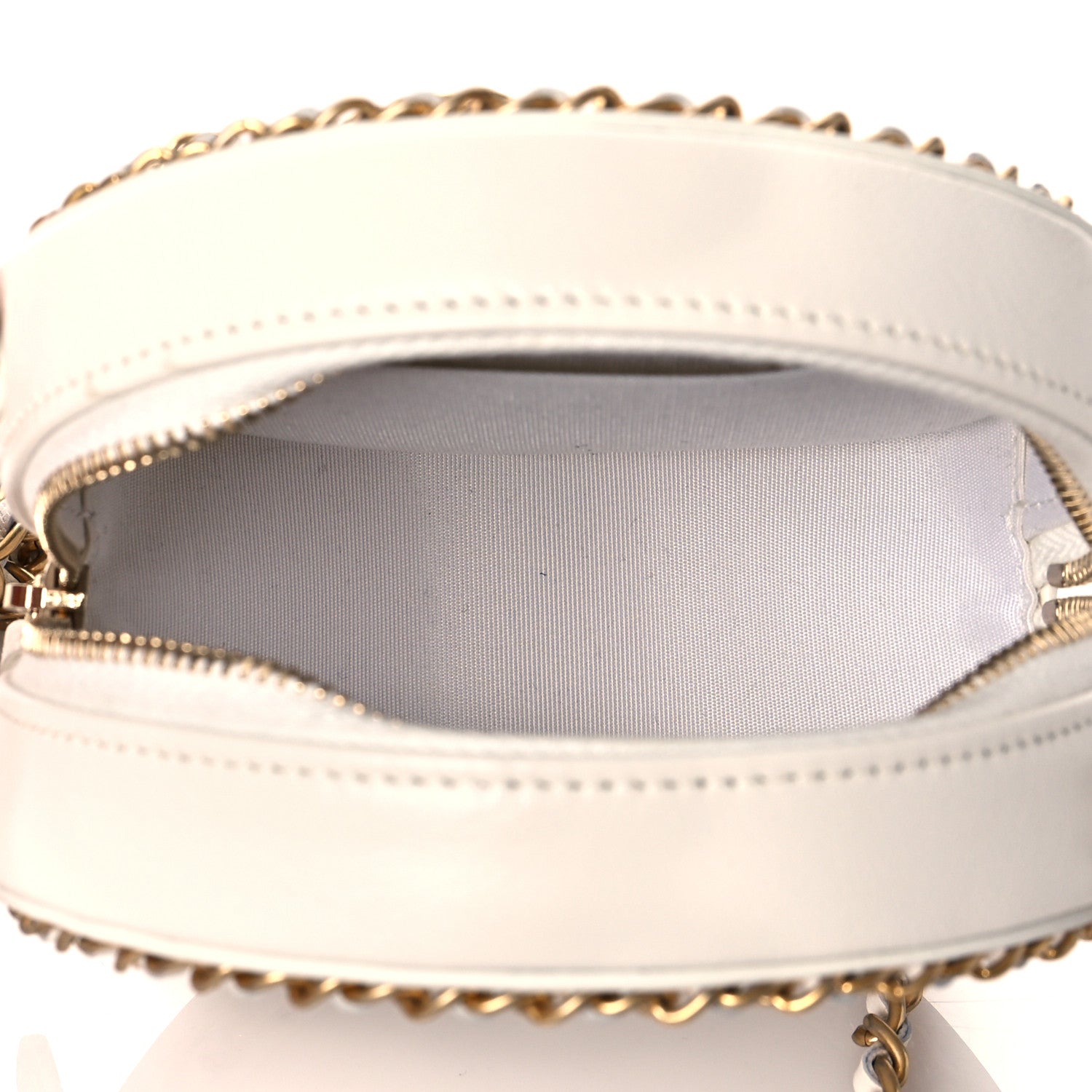 Chanel Lambskin Quilted Round Filigree Chain Around Crossbody White 4 of 10