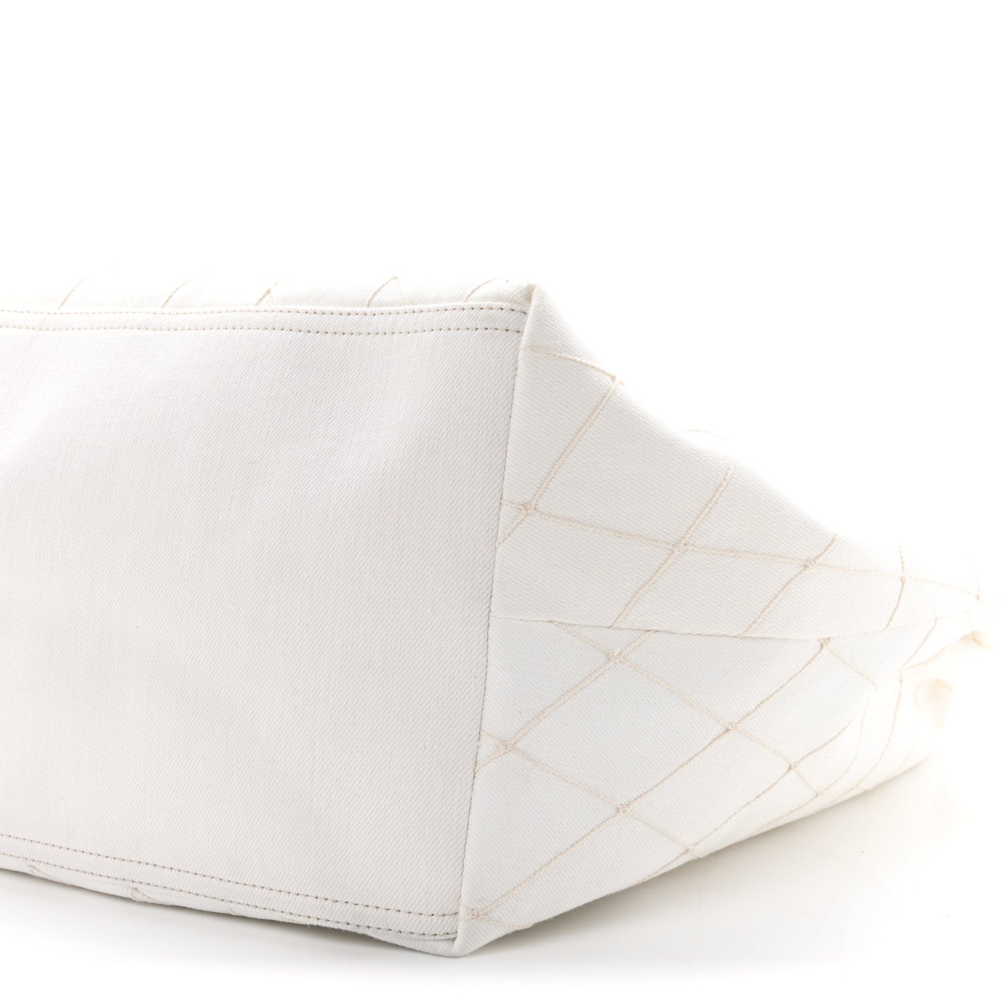 Denim Calfskin Quilted Coco Beach Small Shopping Tote White Black