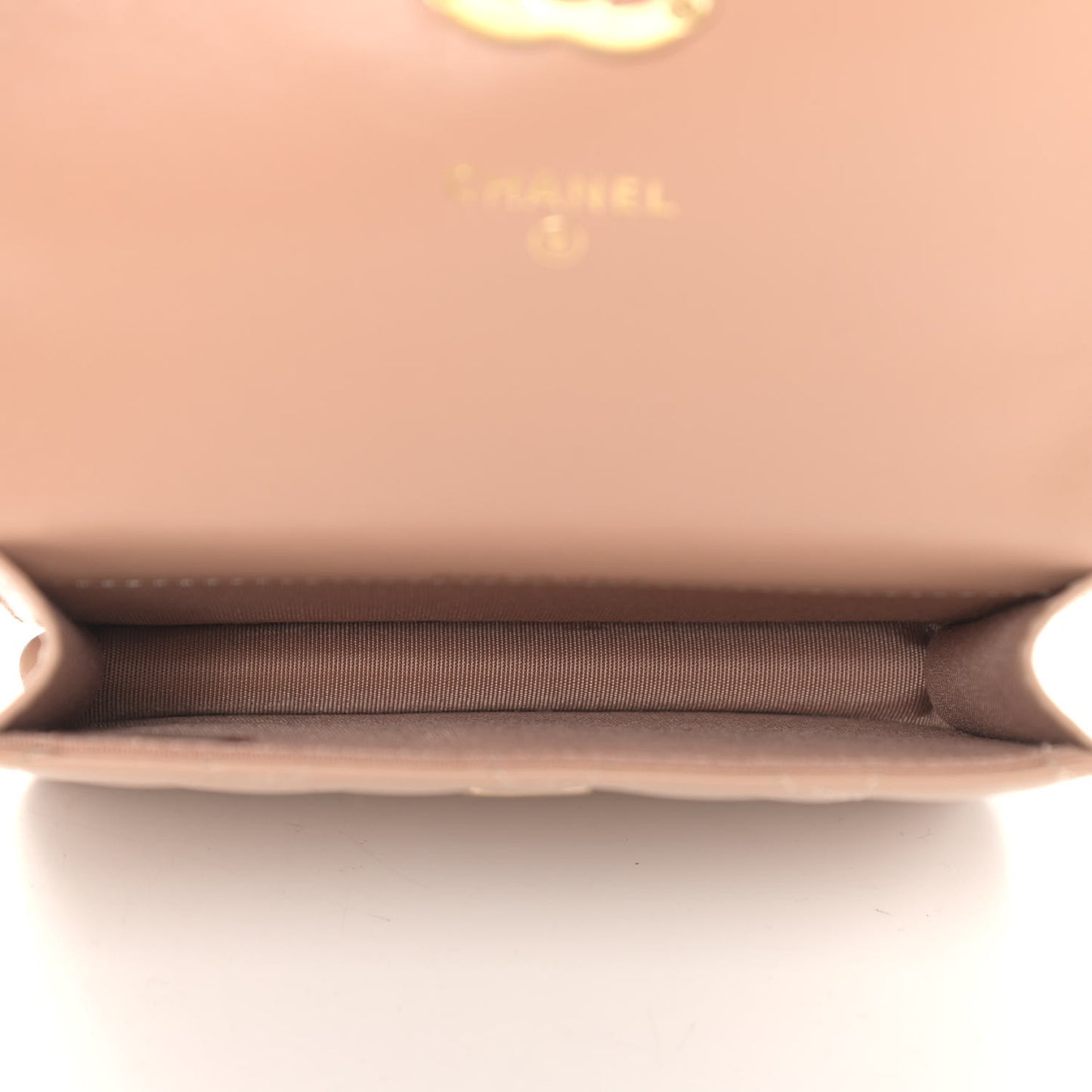 Calfskin Quilted Perfect Fit Coin Purse With Chain Beige