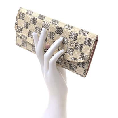 Louis Vuitton Damier Azur Emilie Wallet Rose Ballerine 2 of 8
