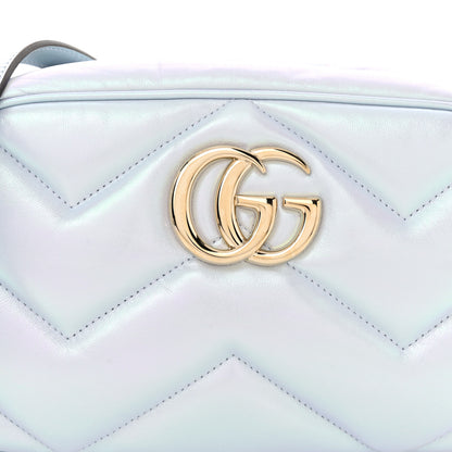 Gucci Iridescent Nappa Chevron Matelasse Small GG Marmont Chain Shoulder Bag Iridescent Snow Light Blue 8 of 10