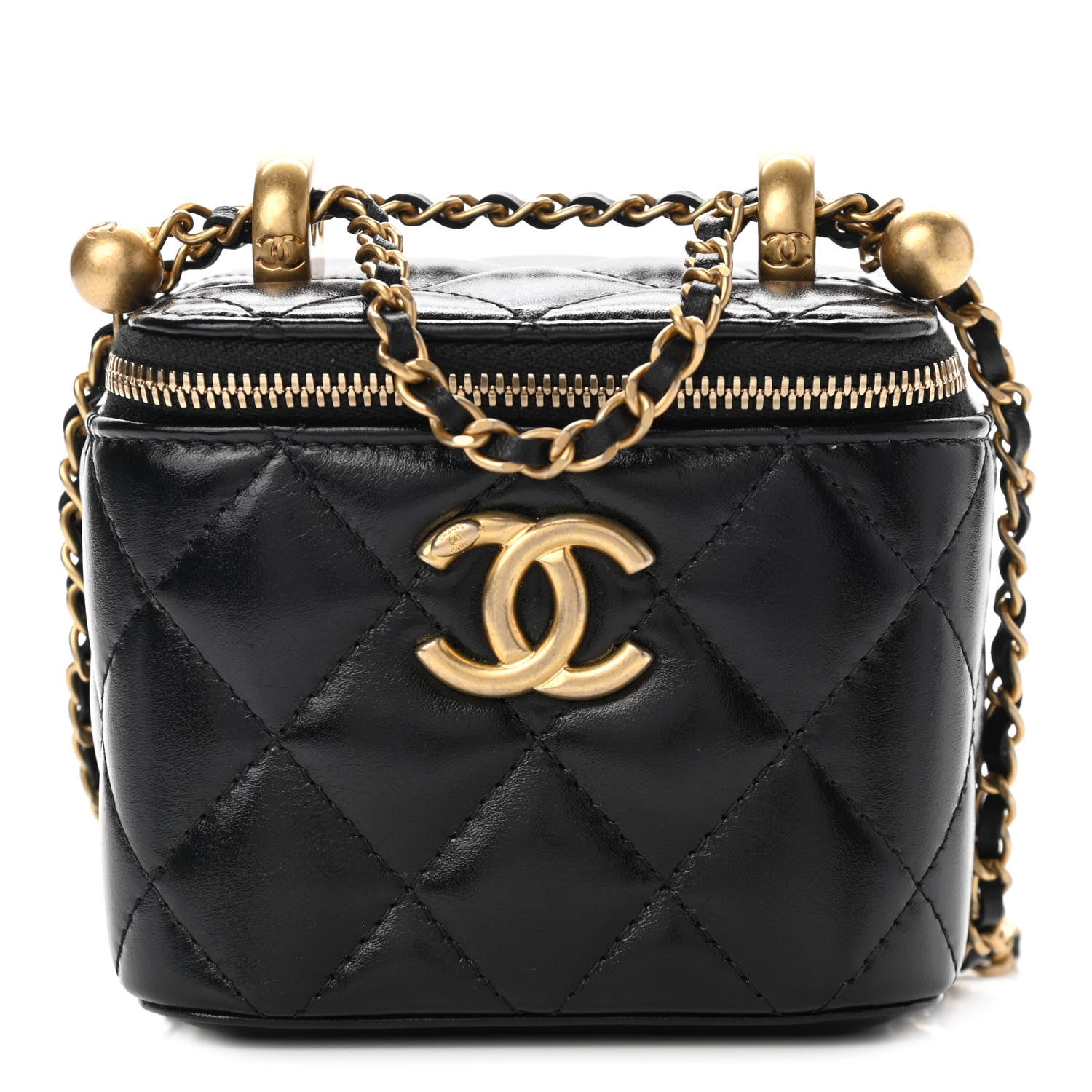 Chanel Calfskin Quilted Mini Perfect Fit Vanity Case With Chain Black 1 of 11