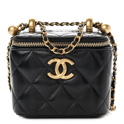 Chanel Calfskin Quilted Mini Perfect Fit Vanity Case With Chain Black 1 of 11