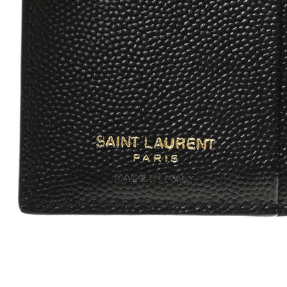 Saint Laurent Grain De Poudre Matelasse Chevron Monogram Zipped Card Case Black 6 of 8