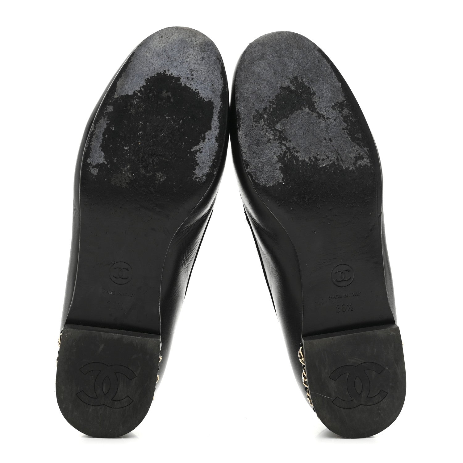 Chanel Calfskin CC Chain Mocassin Loafers 38.5 Black 6 of 9