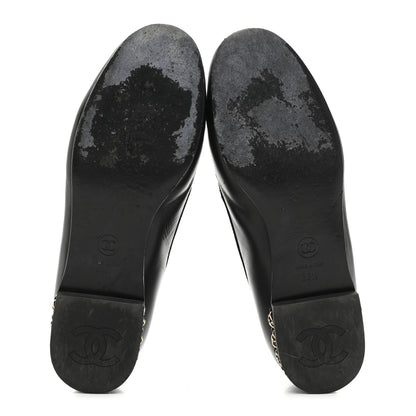 Chanel Calfskin CC Chain Mocassin Loafers 38.5 Black 6 of 9