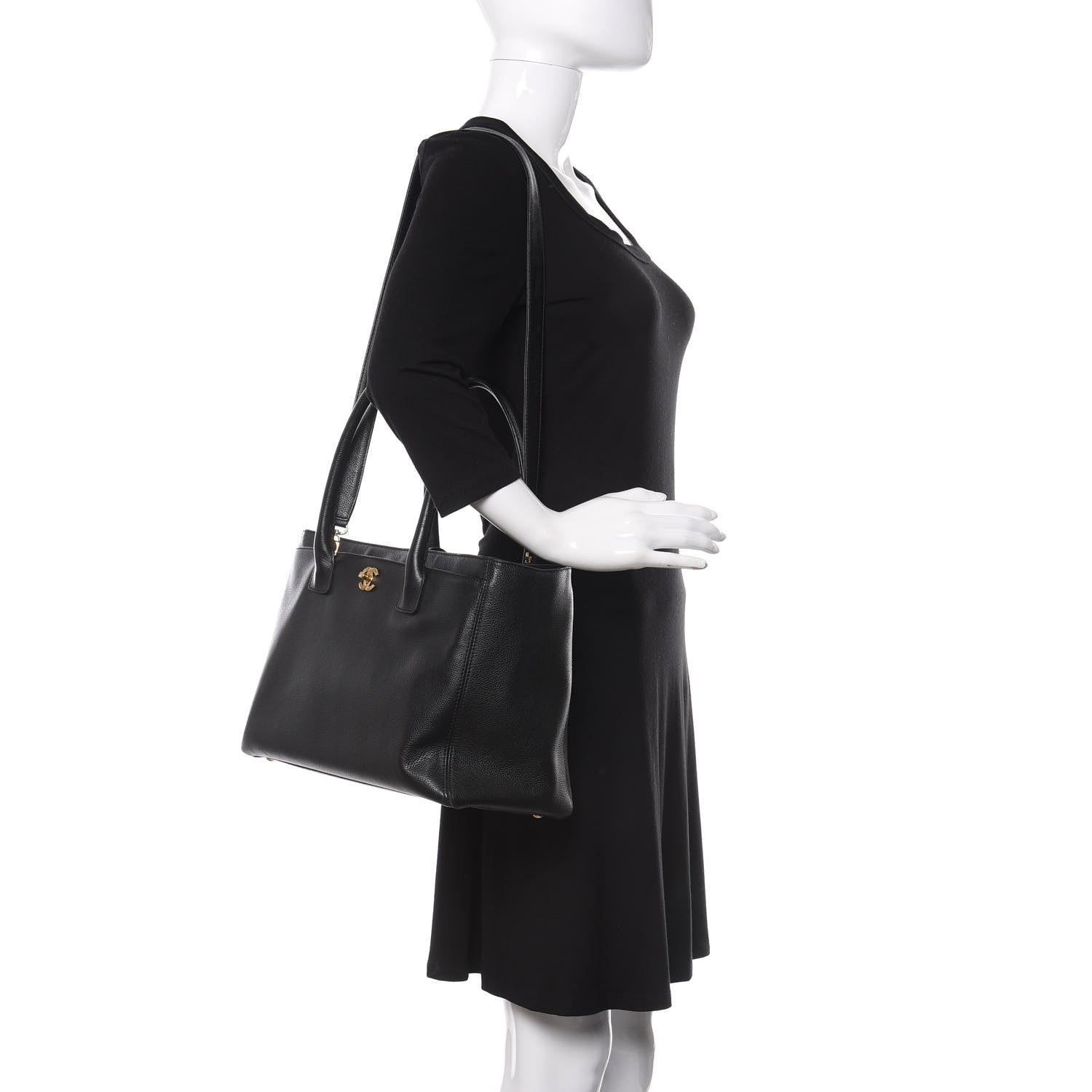 Chanel Calfskin Cerf Executive Shopper Tote Black 2 of 13