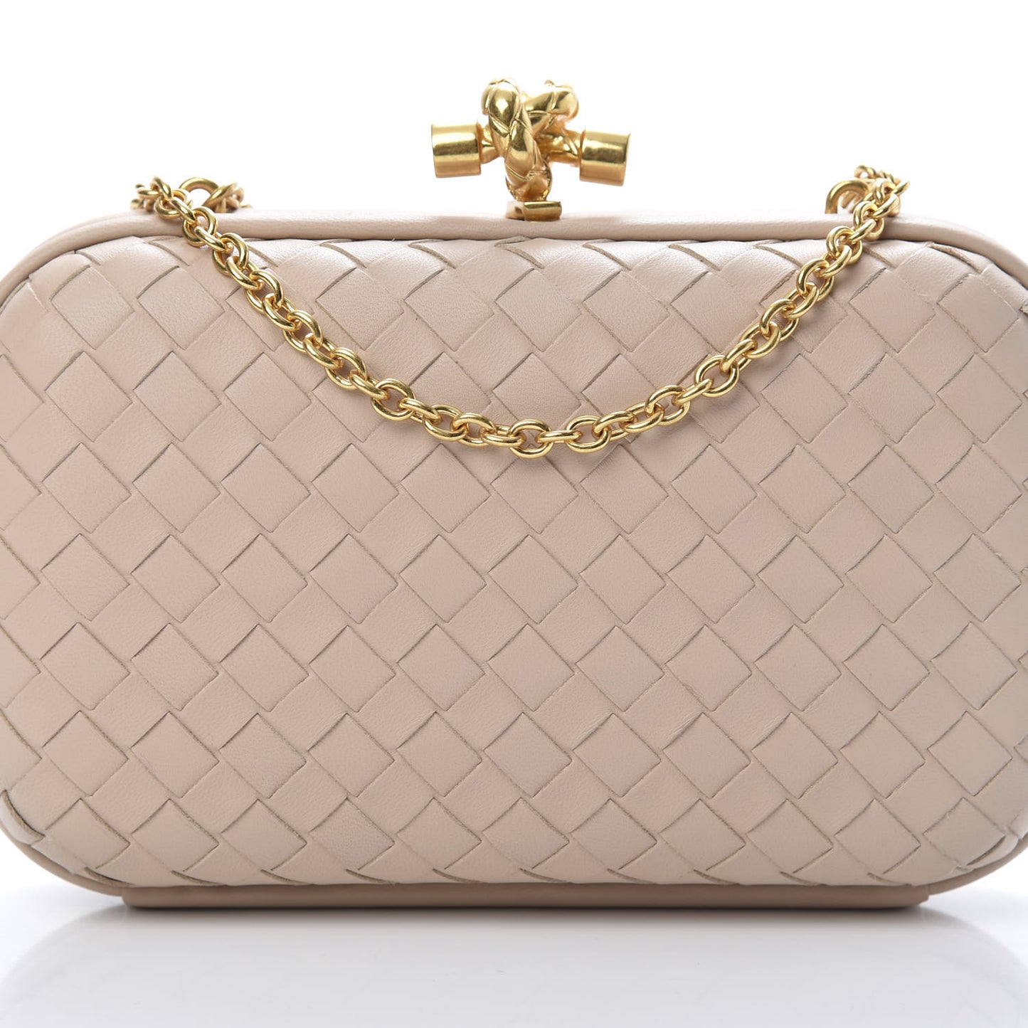 Nappa Intrecciato Chain Knot Clutch Mink
