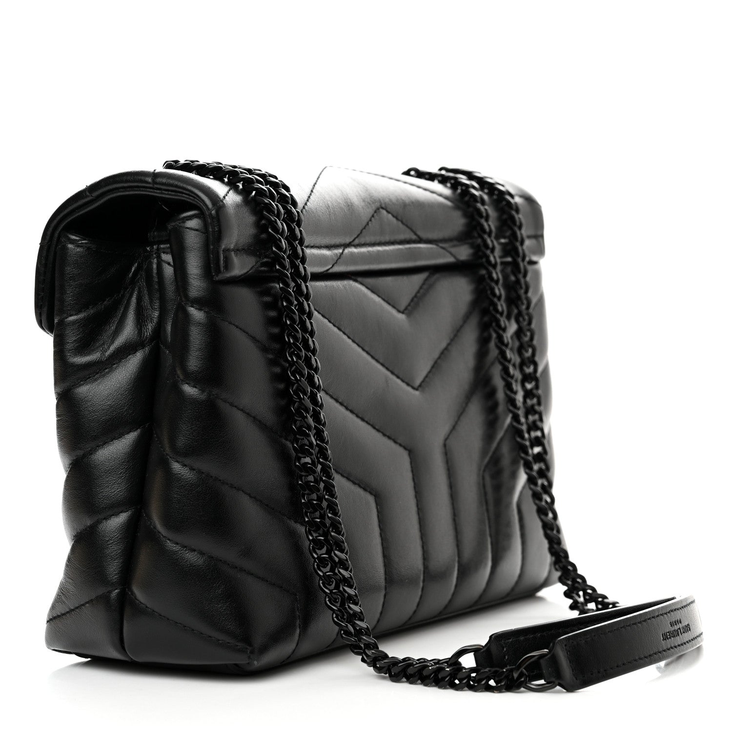 Saint Laurent Calfskin Y Quilted Monogram Monochrome Small Loulou Chain Satchel Black 3 of 10