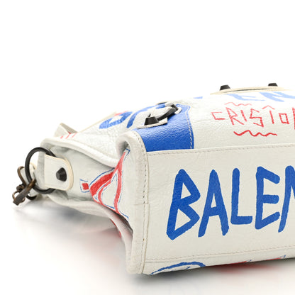 Balenciaga Agneau Graffiti All Over Classic Hardware S City White Bleu Rouge 9 of 13