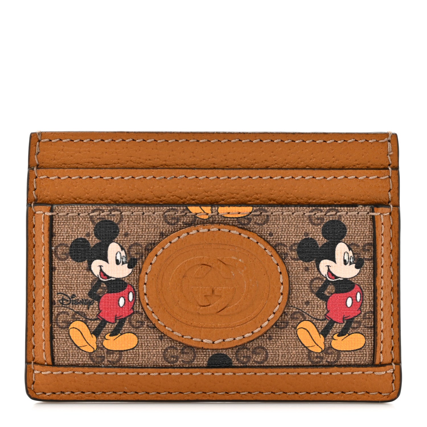 Gucci X DISNEY Mini Vintage GG Supreme Monogram Mickey Mouse Card Holder Beige Vintage Sun Oil 1 of 9
