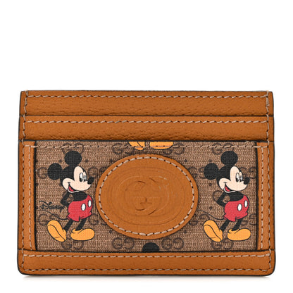 Gucci X DISNEY Mini Vintage GG Supreme Monogram Mickey Mouse Card Holder Beige Vintage Sun Oil 1 of 9