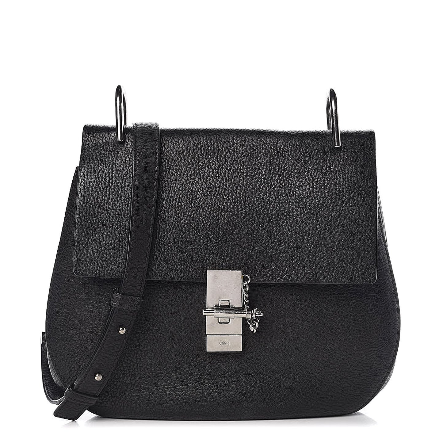 Grained Lambskin Large Drew Shoulder Bag Black