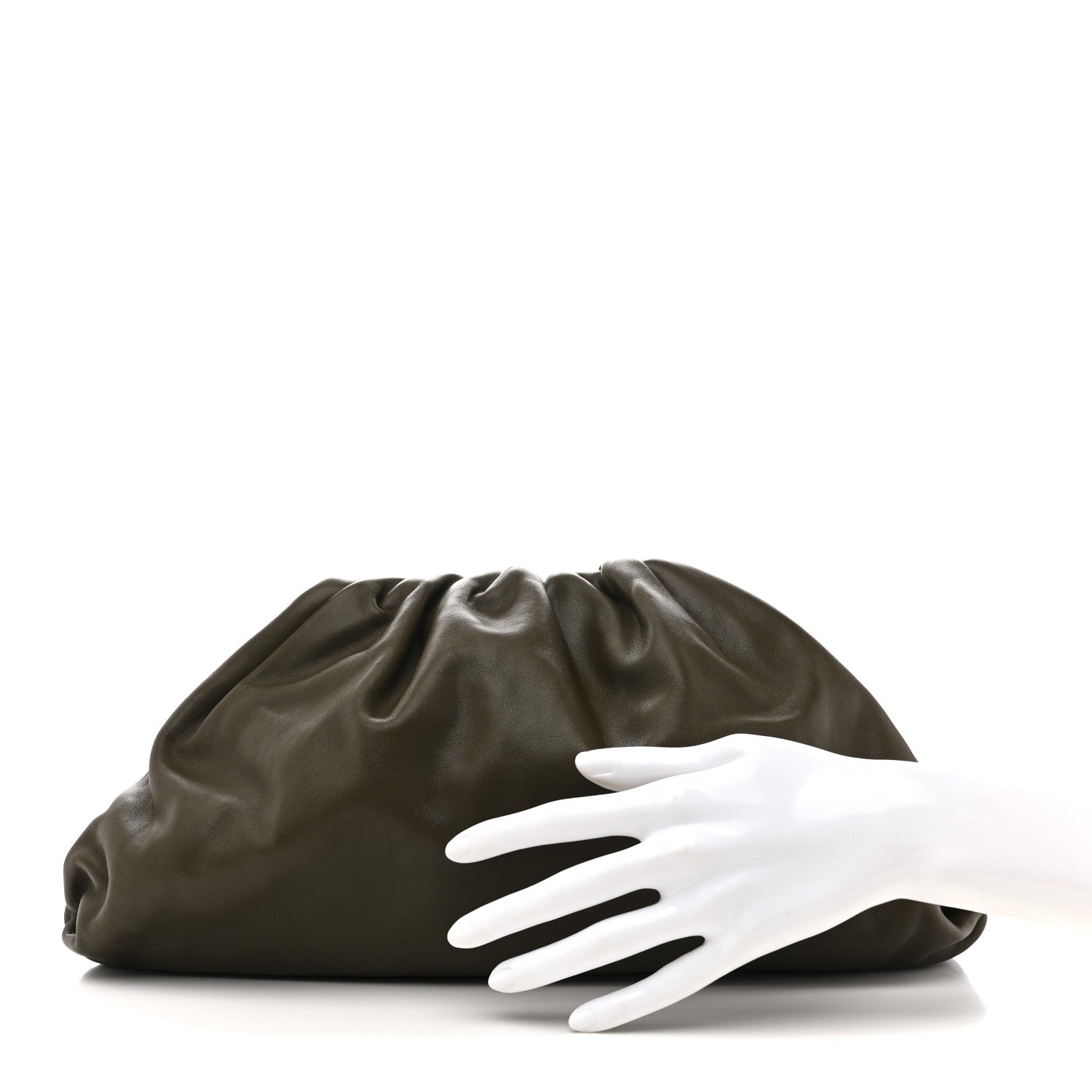 Bottega Veneta Smooth Butter Calf The Pouch Oversized Clutch Kaki Fondent 2 of 10