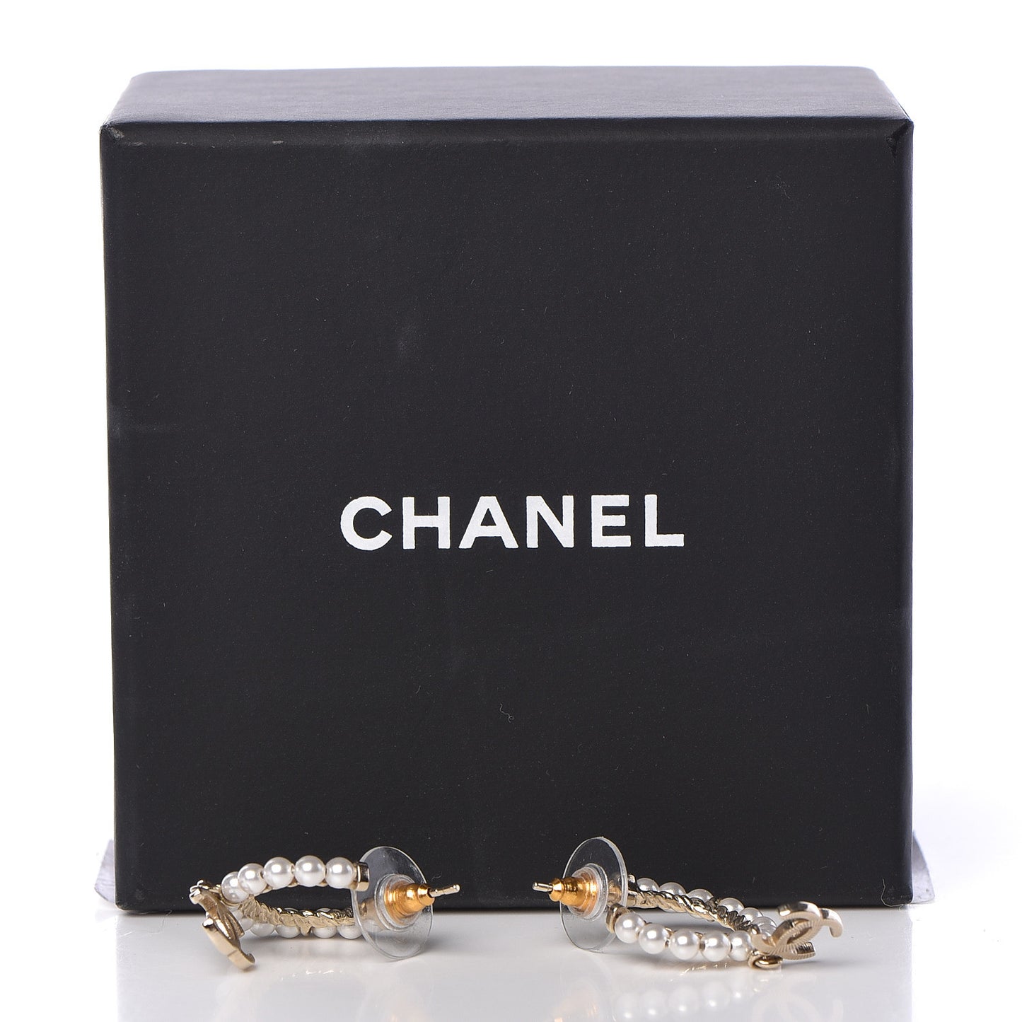 Pearl Charms CC Hoop Earrings Gold