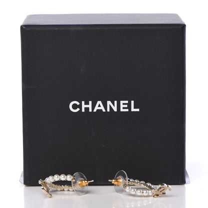 Chanel Pearl Charms CC Hoop Earrings Gold 5 of 5