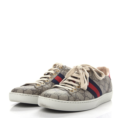 Gucci GG Supreme Monogram Womens Ace Low-Top Sneaker 37 Beige 3 of 11