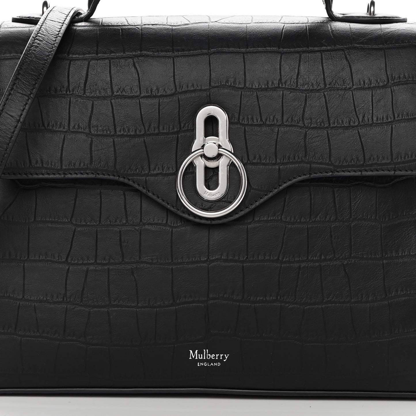 Matte Croc Calfskin Embossed Small Seaton Black
