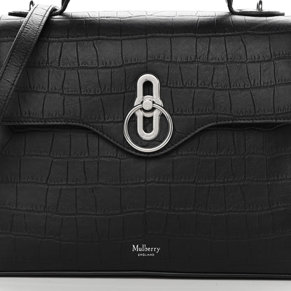 Mulberry Matte Croc Calfskin Embossed Small Seaton Black 8 of 11