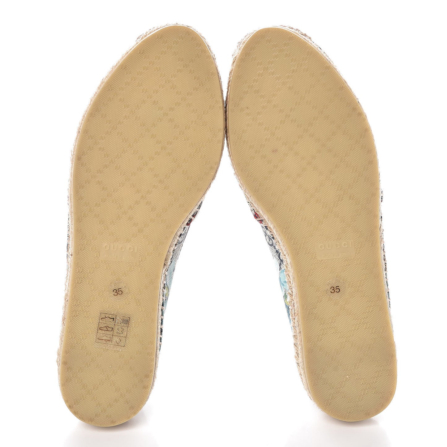 GG Supreme Monogram Blooms Espadrilles 35 Beige Blue Navy Hibiscus Red