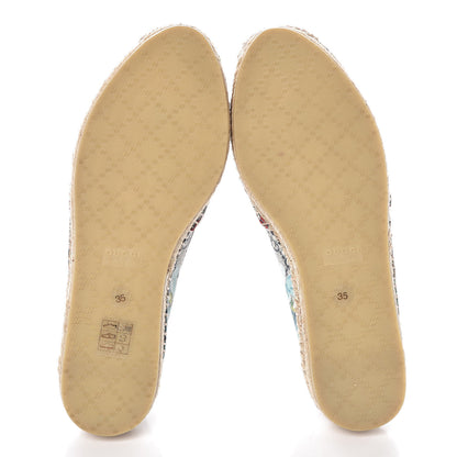Gucci GG Supreme Monogram Blooms Espadrilles 35 Beige Blue Navy Hibiscus Red 5 of 9